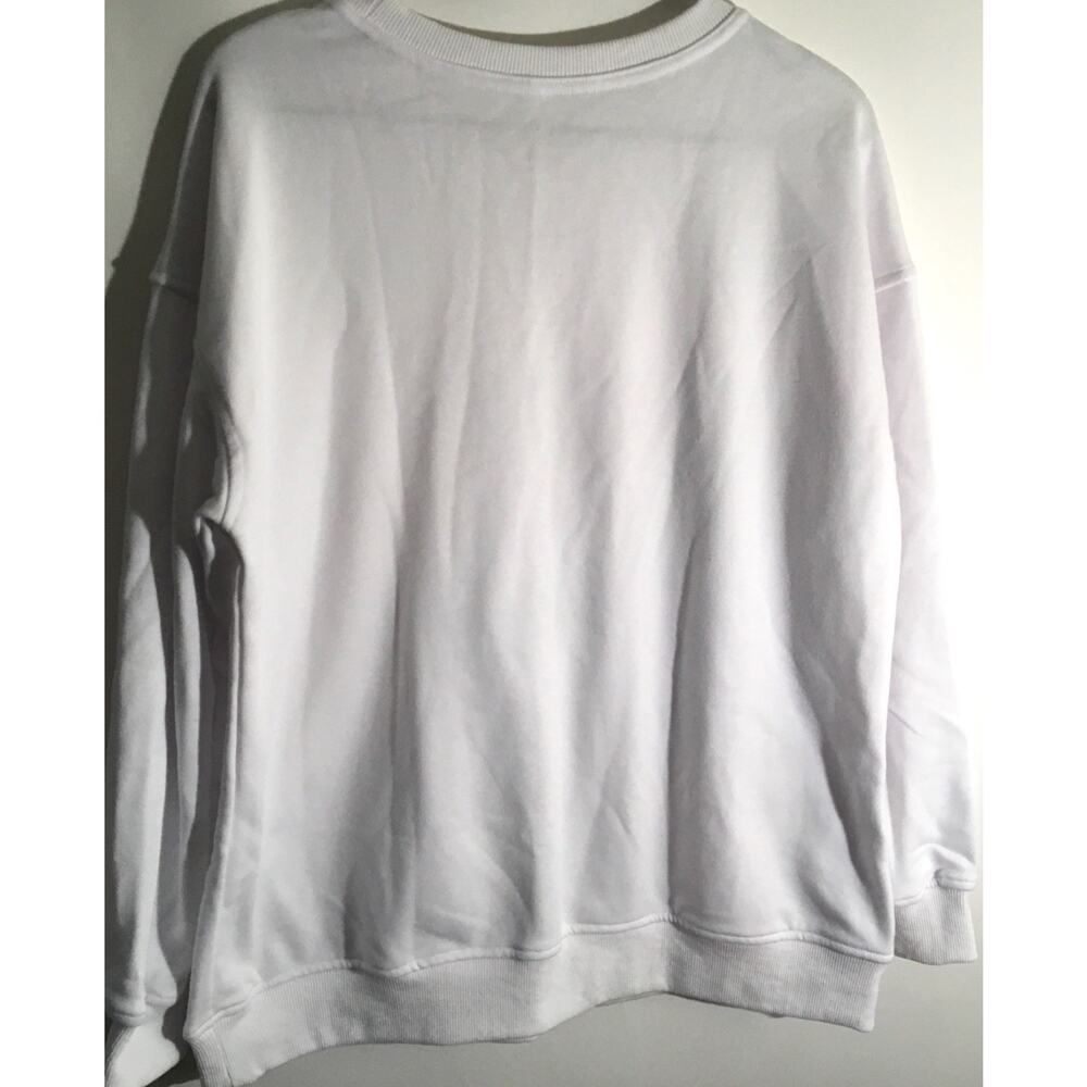 Holiday Mardi Gras Crown & Sequin Colorful Women's White Sweatshirt Size Large - Picture 4 of 4